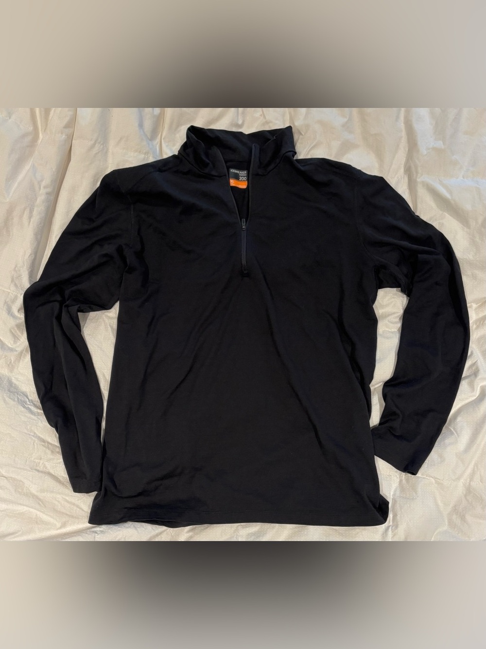 Icebreaker Merino 200 Oasis Men’s XL Black 1/2 Zip 100% Merino Wool Base Layer